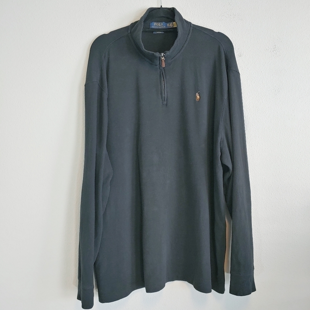 Polo Ralph Lauren Men's Black Cotton Estate Rib Pullover Sweater Sz XXL